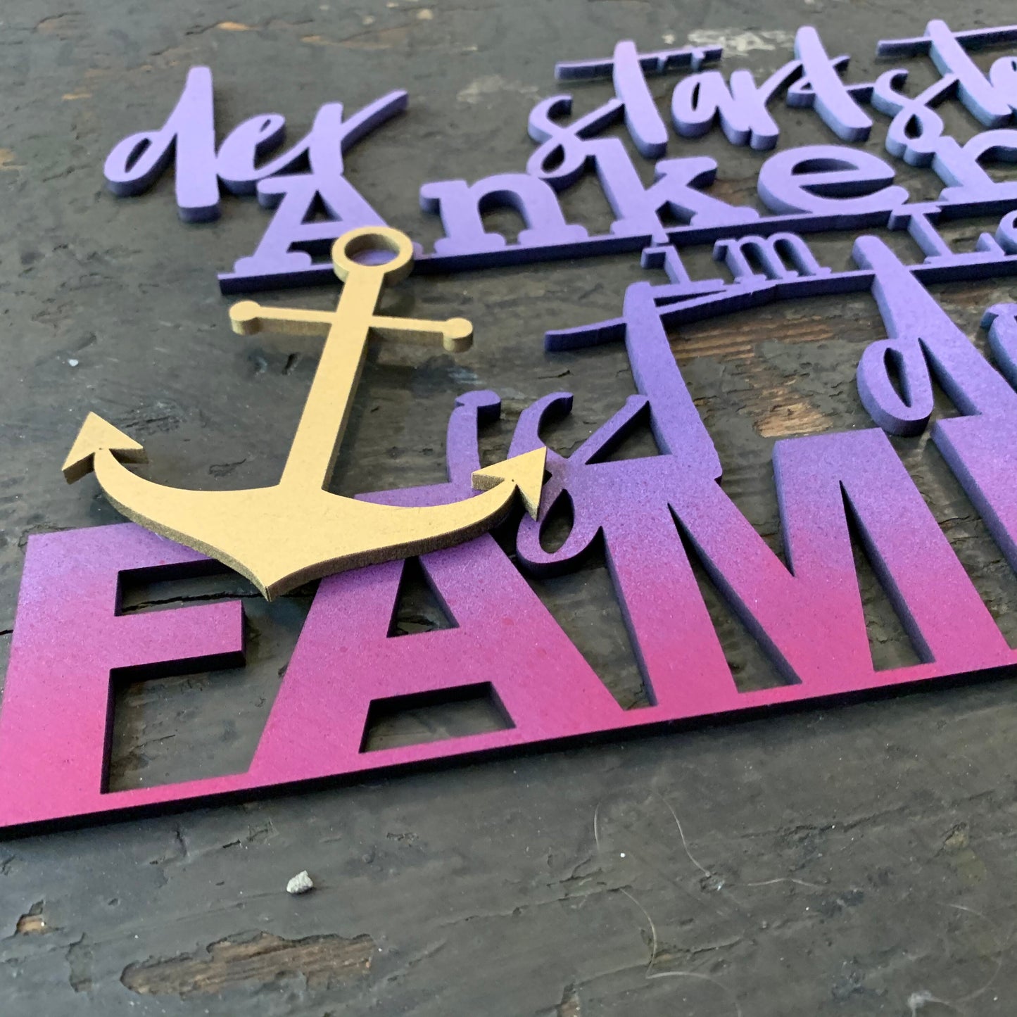 Familienschild | Der stärkste Anker im Leben ist die Familie | Wanddeko | Holzschild | Deko | 3D Wandtattoo | Wandbild