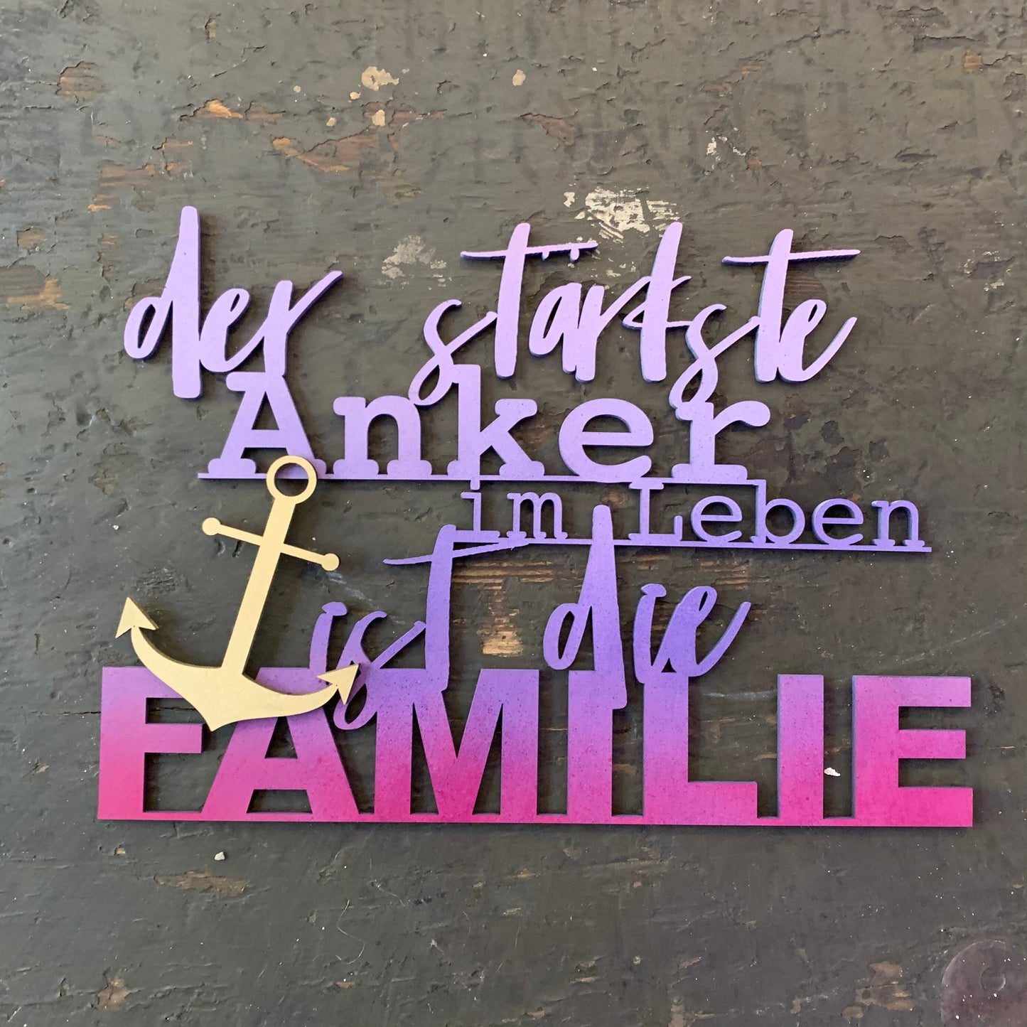 Familienschild | Der stärkste Anker im Leben ist die Familie | Wanddeko | Holzschild | Deko | 3D Wandtattoo | Wandbild