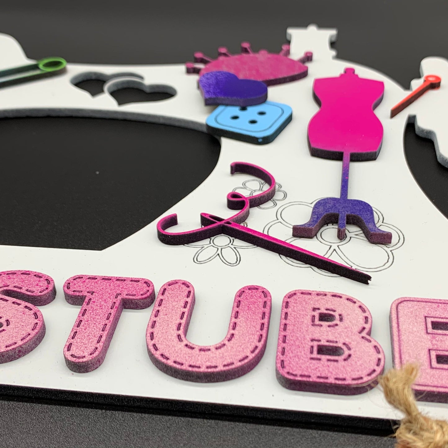 Nähschild | Nähstube Schild | Nähmaschine | Namensschild | Türschild für Nähbegeisterte aus MDF | Muttertag | Geburtstagsgeschenk