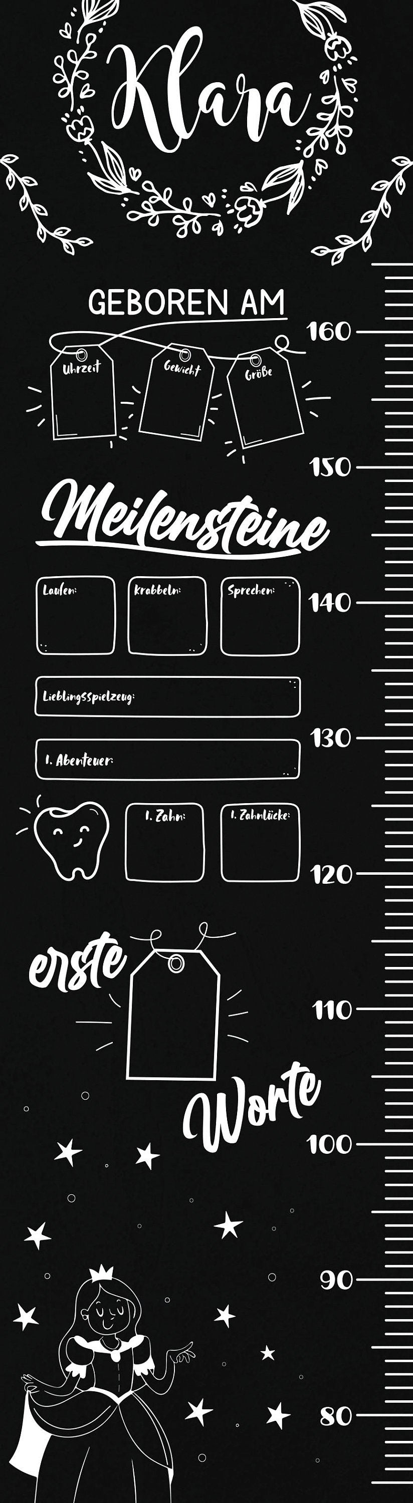 personalisierte Messlatte für Kinder | Kinderzimmer | Meilensteintafel | Kindermesslatte | Geburtsgeschenk | Taufe