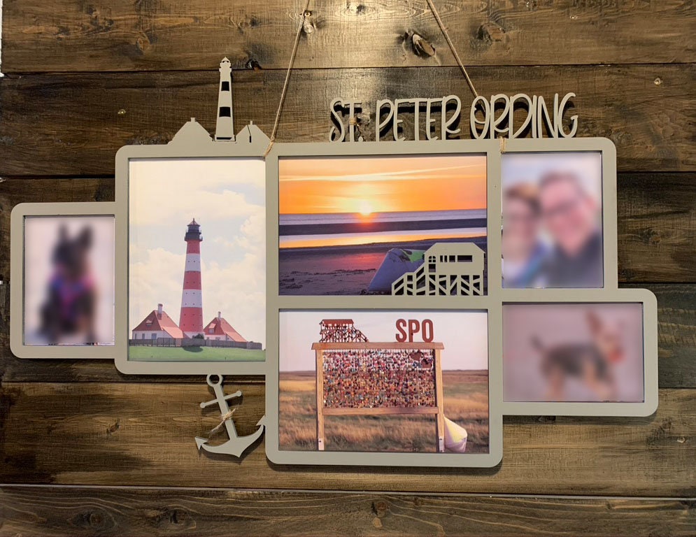 Bilderrahmen St. Peter Ording, Wandbild, Fotorahmen, Fotocollage, Foto-Rahmen, Nordsee, Wandschmuck, personalisierte Bildercollage