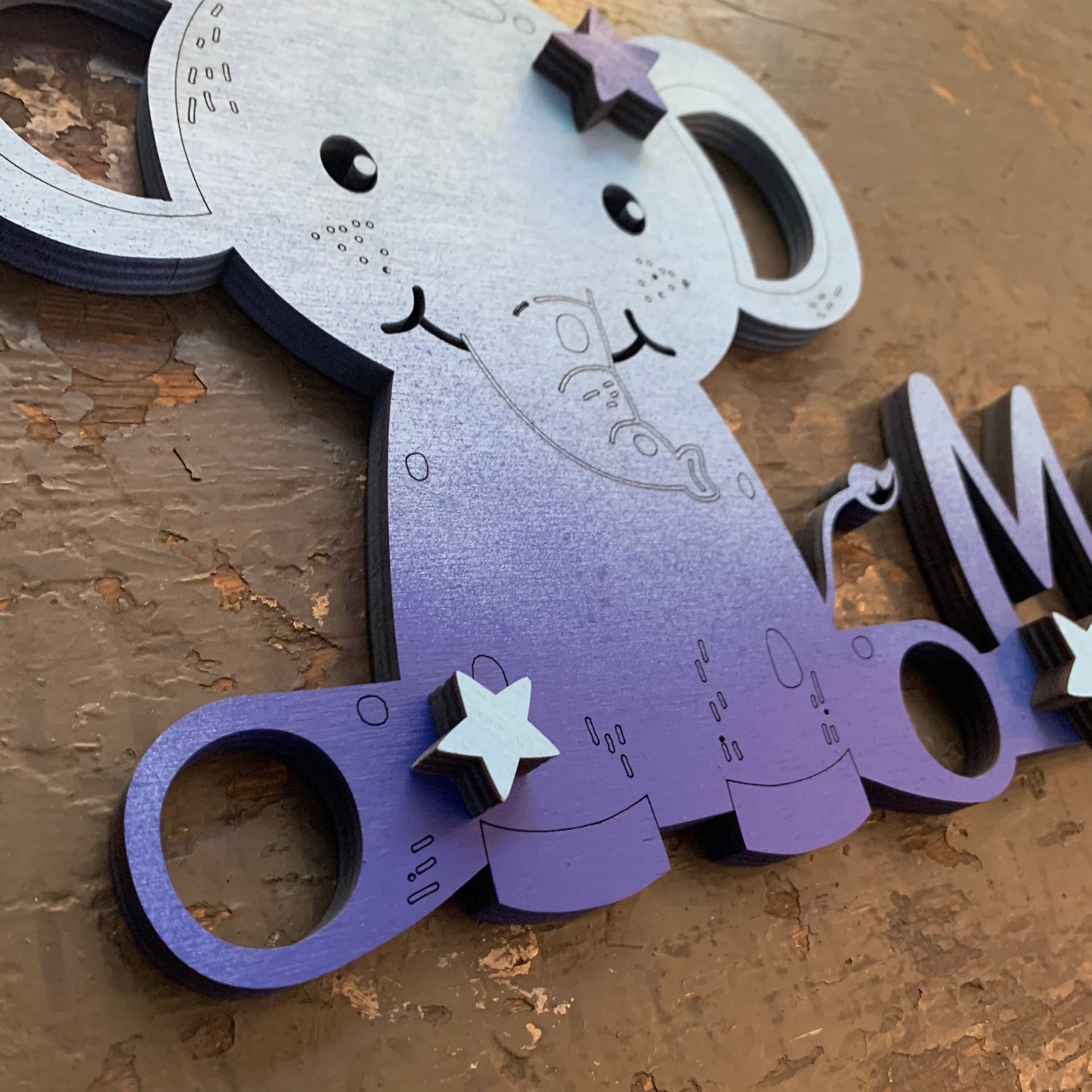 Namensschild personalisiert mit Elefant | Name | Türschild | Kinderzimmertürschild | Geburt | Wanddeko |
