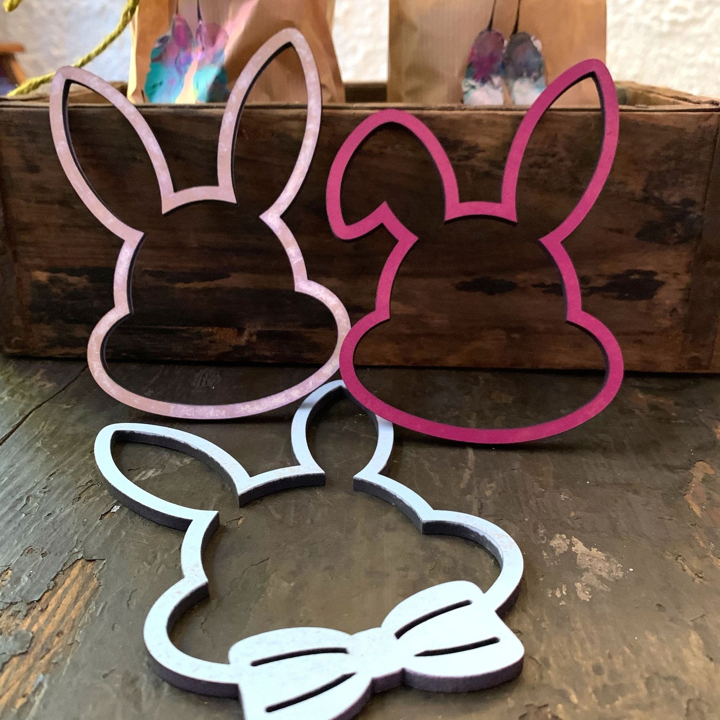Oster Deko personalisiert | Geschenkanhänger | personalisierte Osterhasen Köpfe aus Holz