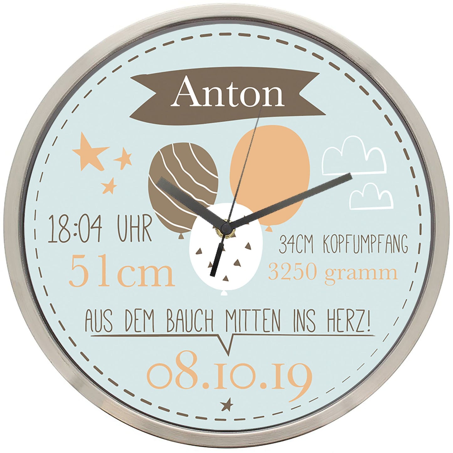 Kinderzimmeruhr Weltall Astronaut | Kinderuhr | Wanduhr | Geburtsuhr | personalisiert | Kinderwanduhr | Geburtsdaten