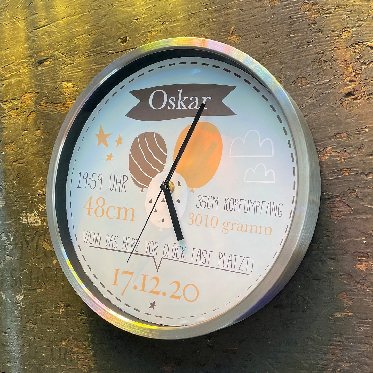 Kinderzimmeruhr | Kinderuhr | Wanduhr | Geburtsuhr | personalisiert | Kinderwanduhr | mit Geburtsdaten