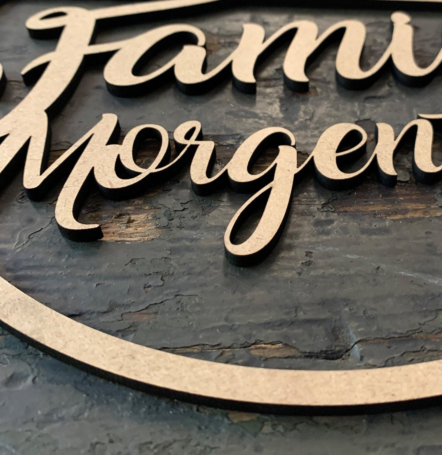 Türkranz, Fensterkranz, Familienschild, Familienname, rundes Türschild, Holzschild, personalisiert