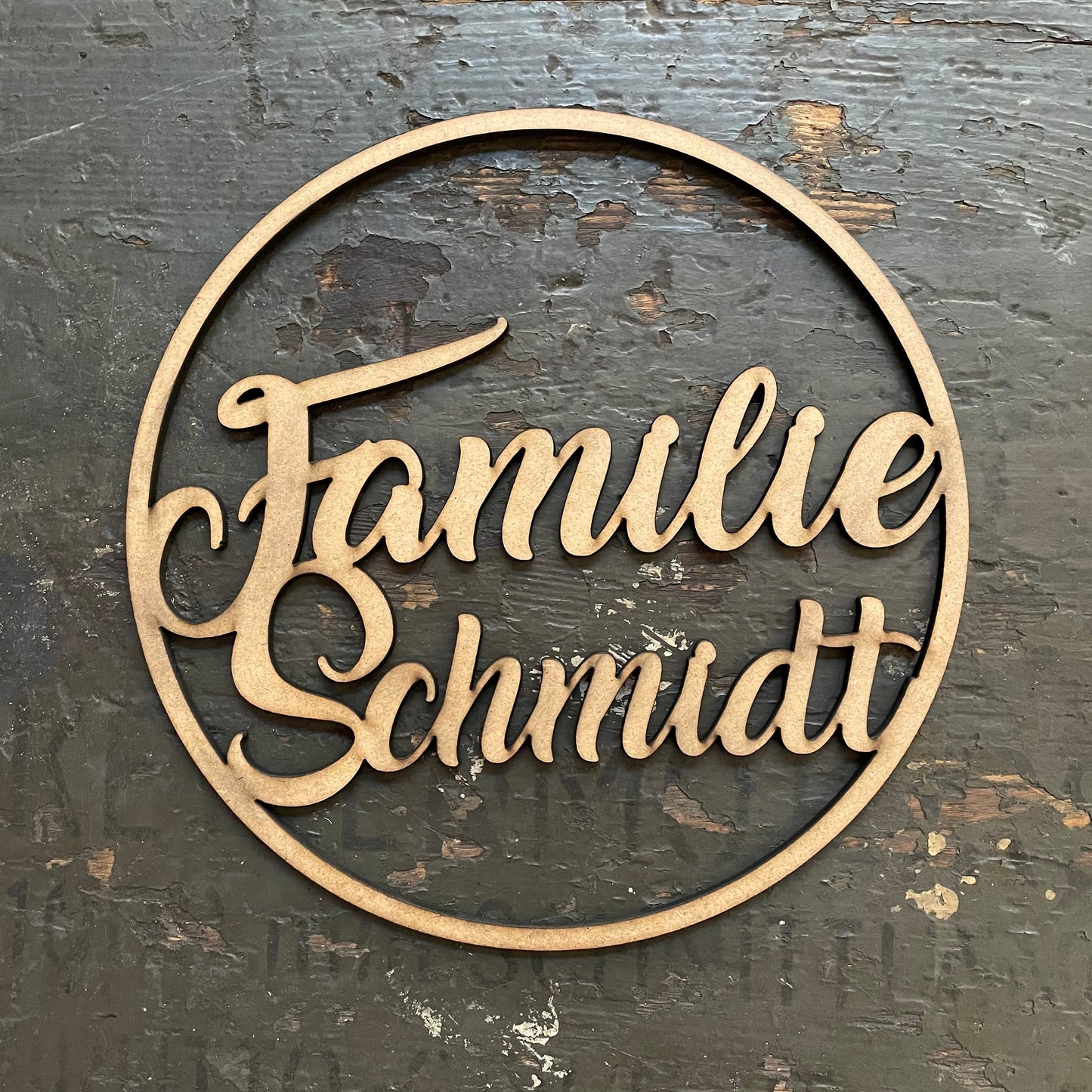 Türkranz, Fensterkranz, Familienschild, Familienname, rundes Türschild, Holzschild, personalisiert