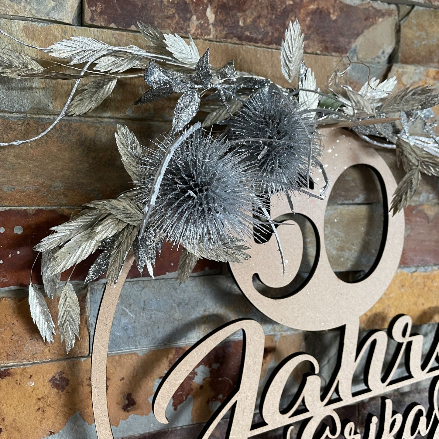 Jubiläumskranz mit Trockenblumen, Jubiläum, 25 Jahre, 50 Jahre, gold Hochzeit, Silber Hochzeit, Hochzeitstag, personalisiert, Geschenk