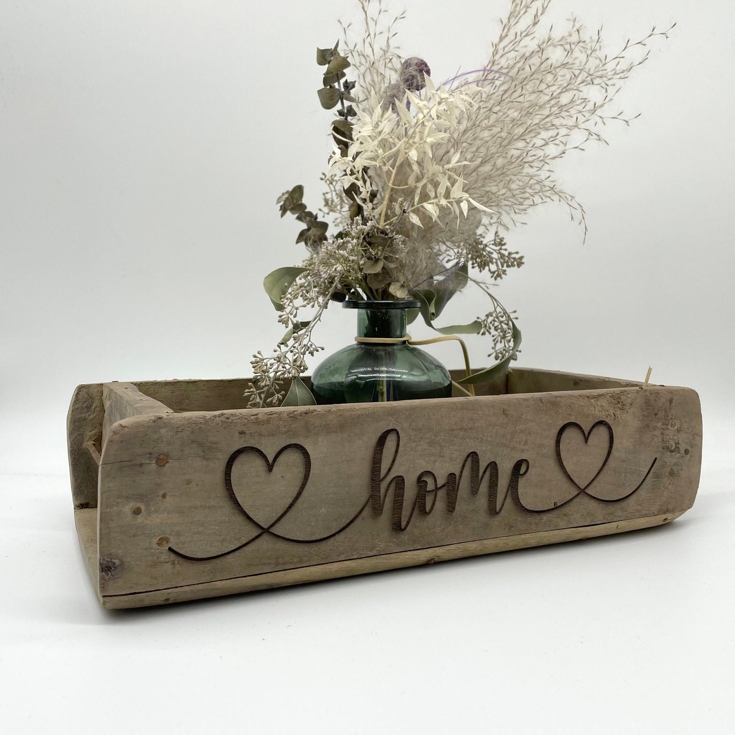 Ziegelform HOME, Aufbewahrung, Holz Vintage personalisierbar, rustikale Deko aus Altholz