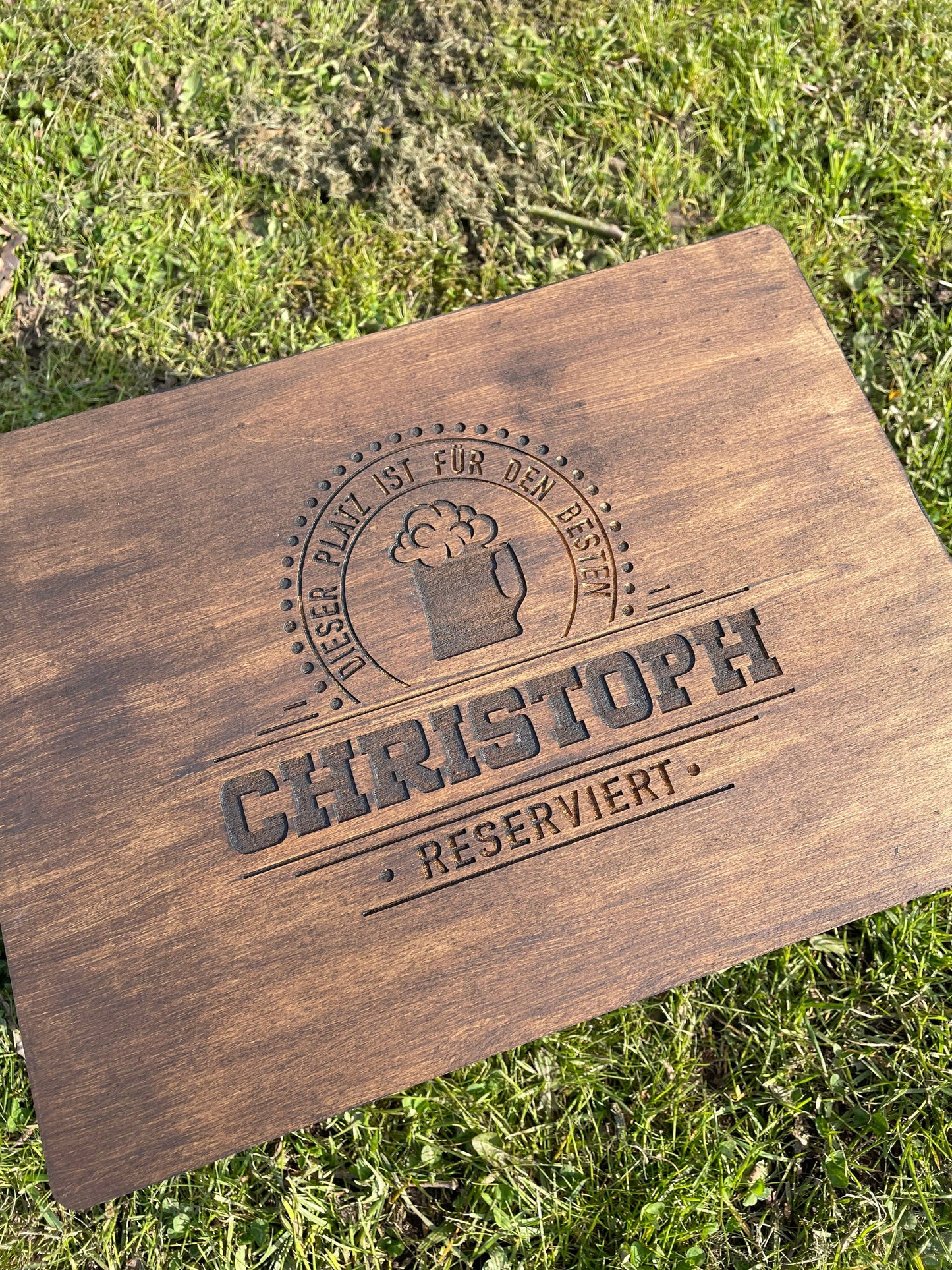 Bierkastensitz, Holz, personalisiert, Papa, Geschenk für Männer, Mobile Bierbank, Vatertag, Bierkistensitz, Sitzauflage für Bierkiste