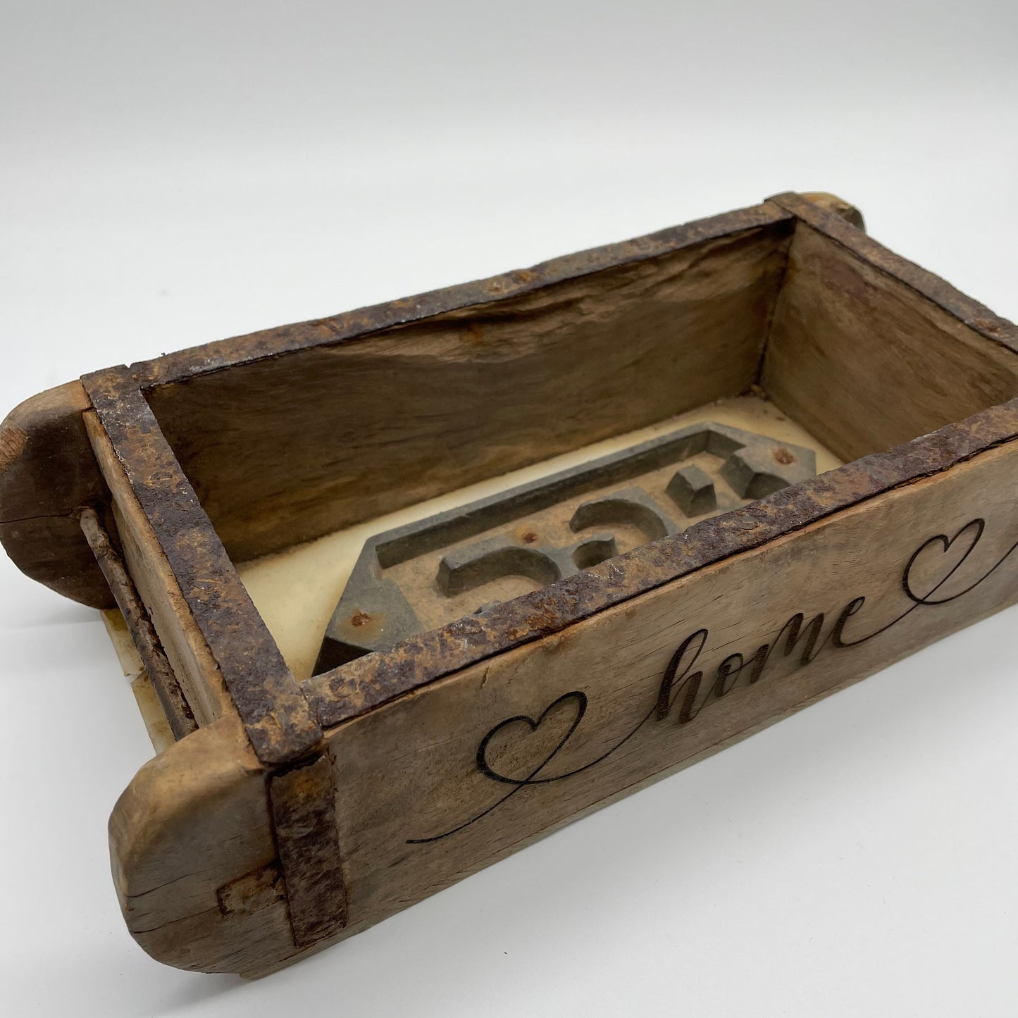 Ziegelform "WELCOME", Aufbewahrung, Holz Vintage personalisierbar, rustikale Deko aus Altholz