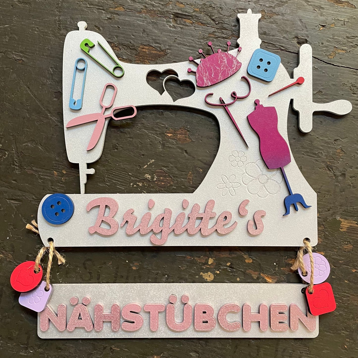 Nähschild | Nähstube Schild | Nähmaschine | Namensschild | Türschild für Nähbegeisterte aus MDF | Muttertag | Geburtstagsgeschenk