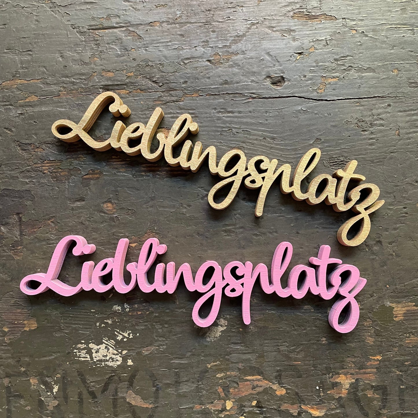 Lieblingsplatz | Schriftzug aus Holz | Dekoration für zu Hause | Designschriftzug | 3D Wandtattoo | Wanddeko | Gartendeko