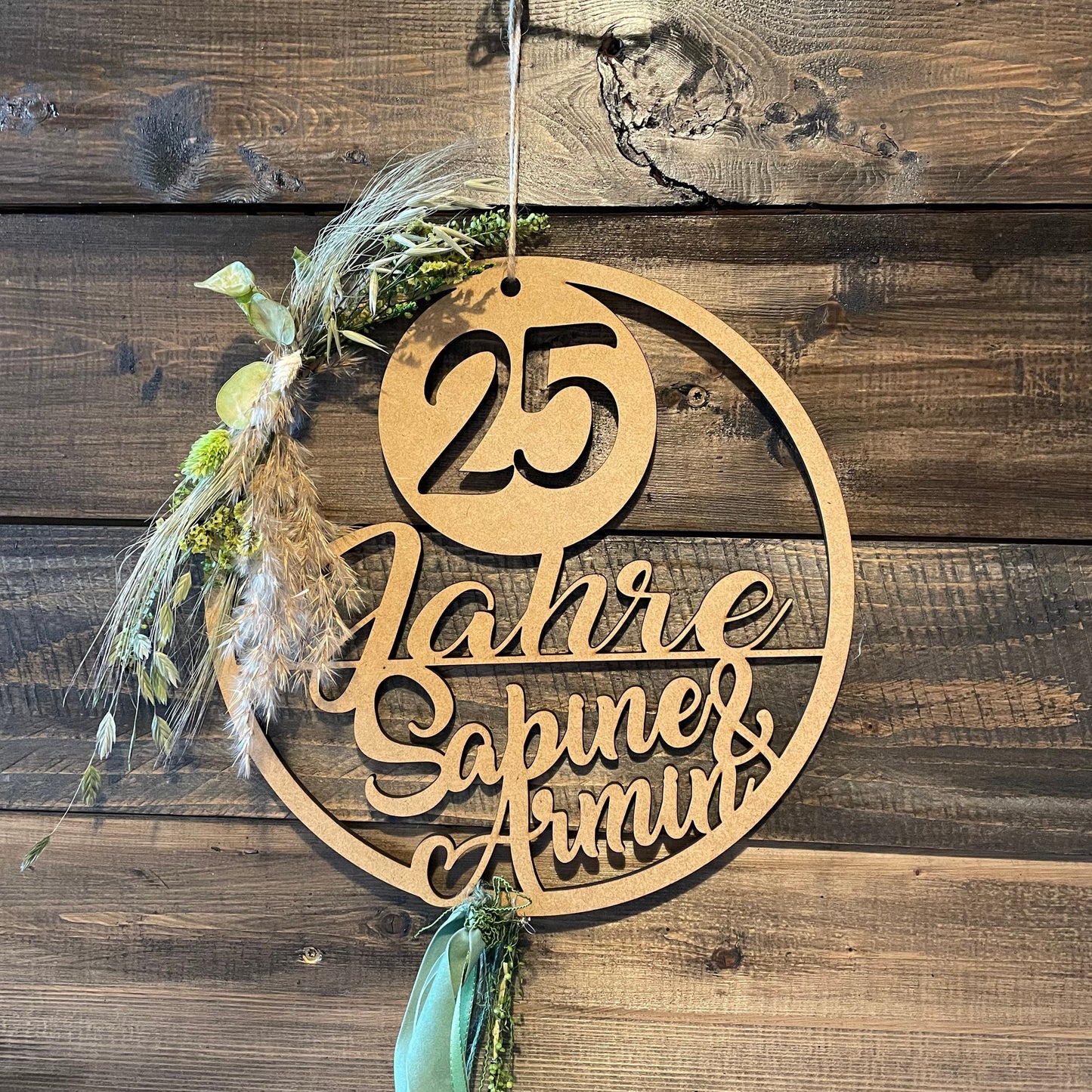 Jubiläumskranz mit Trockenblumen, Jubiläum, 25 Jahre, 50 Jahre, gold Hochzeit, Silber Hochzeit, Hochzeitstag, personalisiert, Geschenk