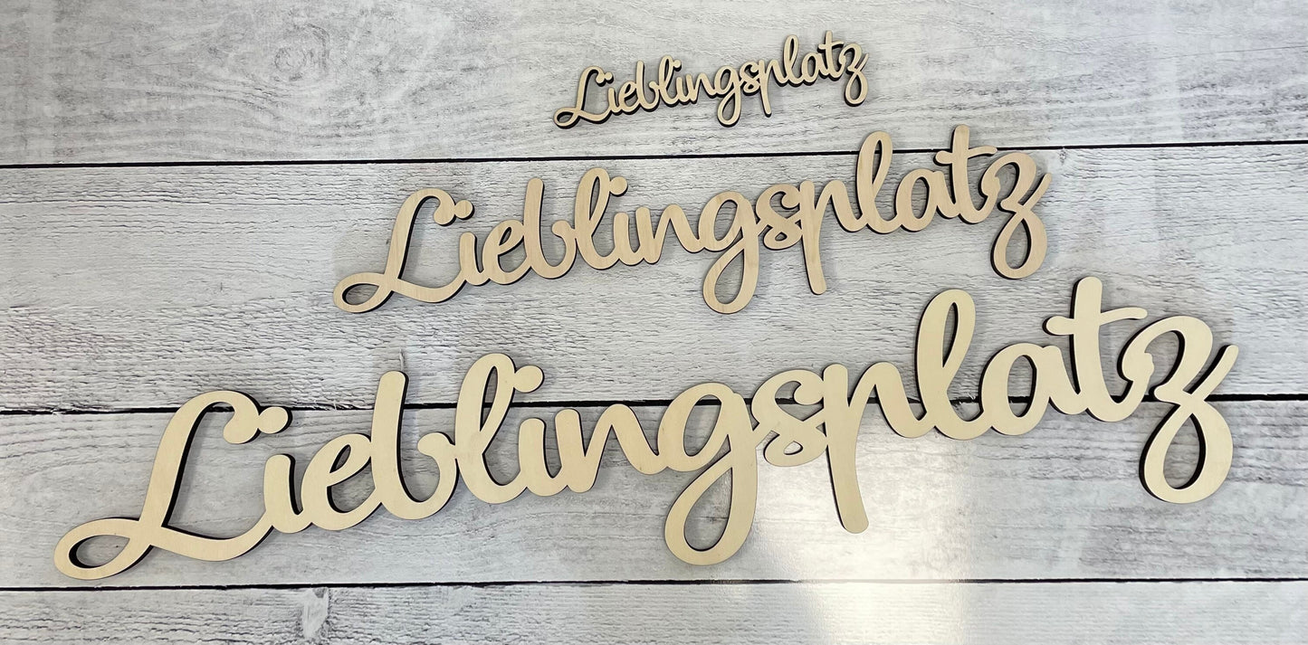 Lieblingsplatz | Schriftzug aus Holz | Dekoration für zu Hause | Designschriftzug | 3D Wandtattoo | Wanddeko | Gartendeko