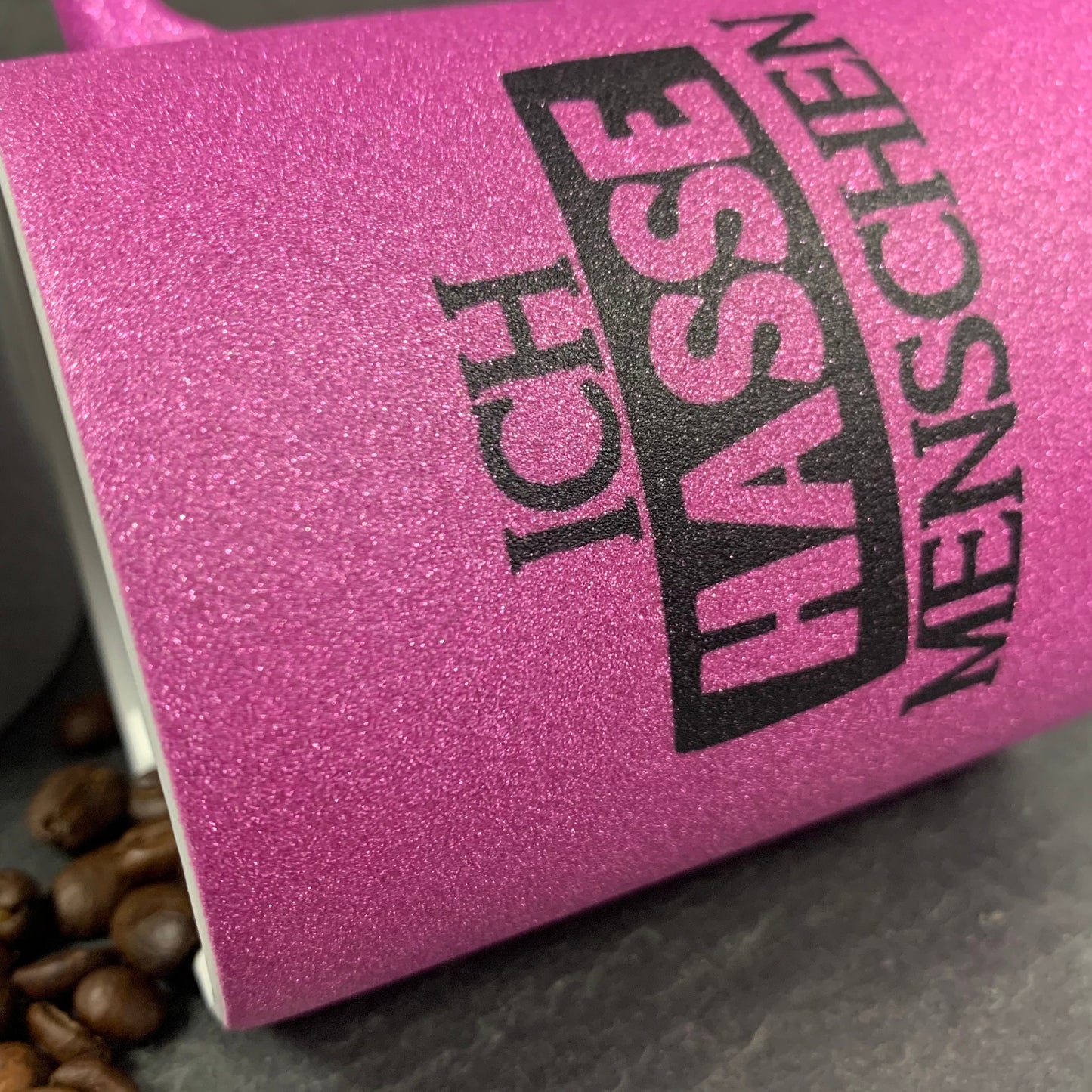 Ich hasse Menschen Glitzer Tasse in pink, silber oder schwarzweiß, Kaffeetasse, Kaffeebecher