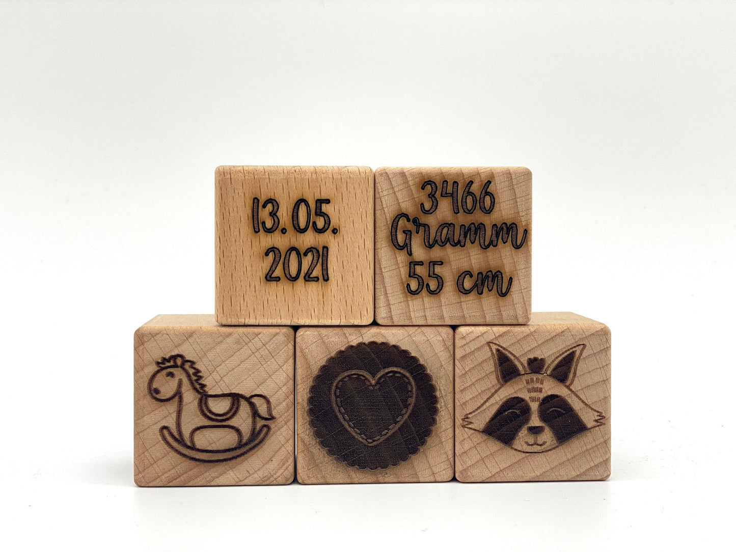 personalisierte Holzwürfel | graviert | Geschenkidee zur Geburt