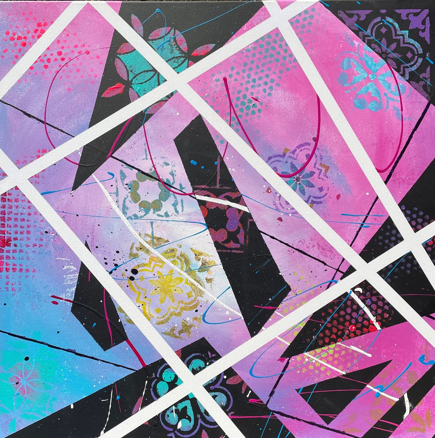 Abstraktes Gemälde aus Acryl handgemalt auf Leinwand 80x80 cm | modernes, individuelles Geschenk | Unikat