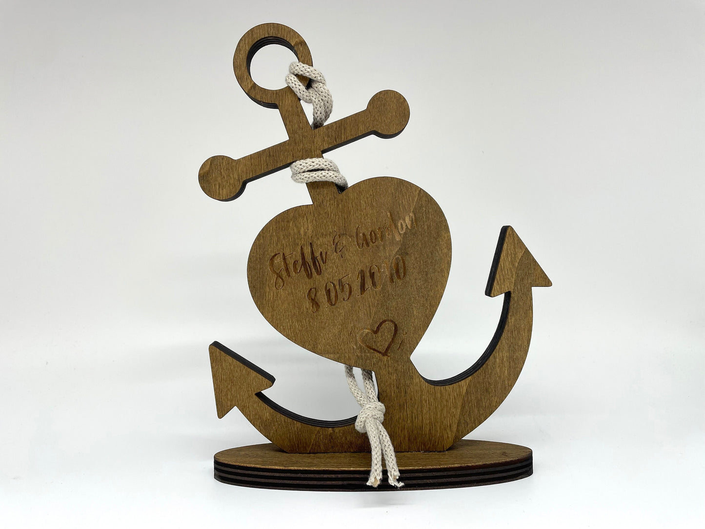 Anker personalisiert aus Holz mit Kordel | Valentinstag | Hochzeit | Jahrestag | Geschenkidee