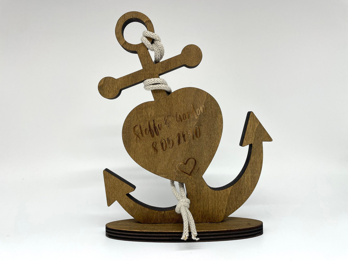 Anker personalisiert aus Holz mit Kordel | Valentinstag | Hochzeit | Jahrestag | Geschenkidee