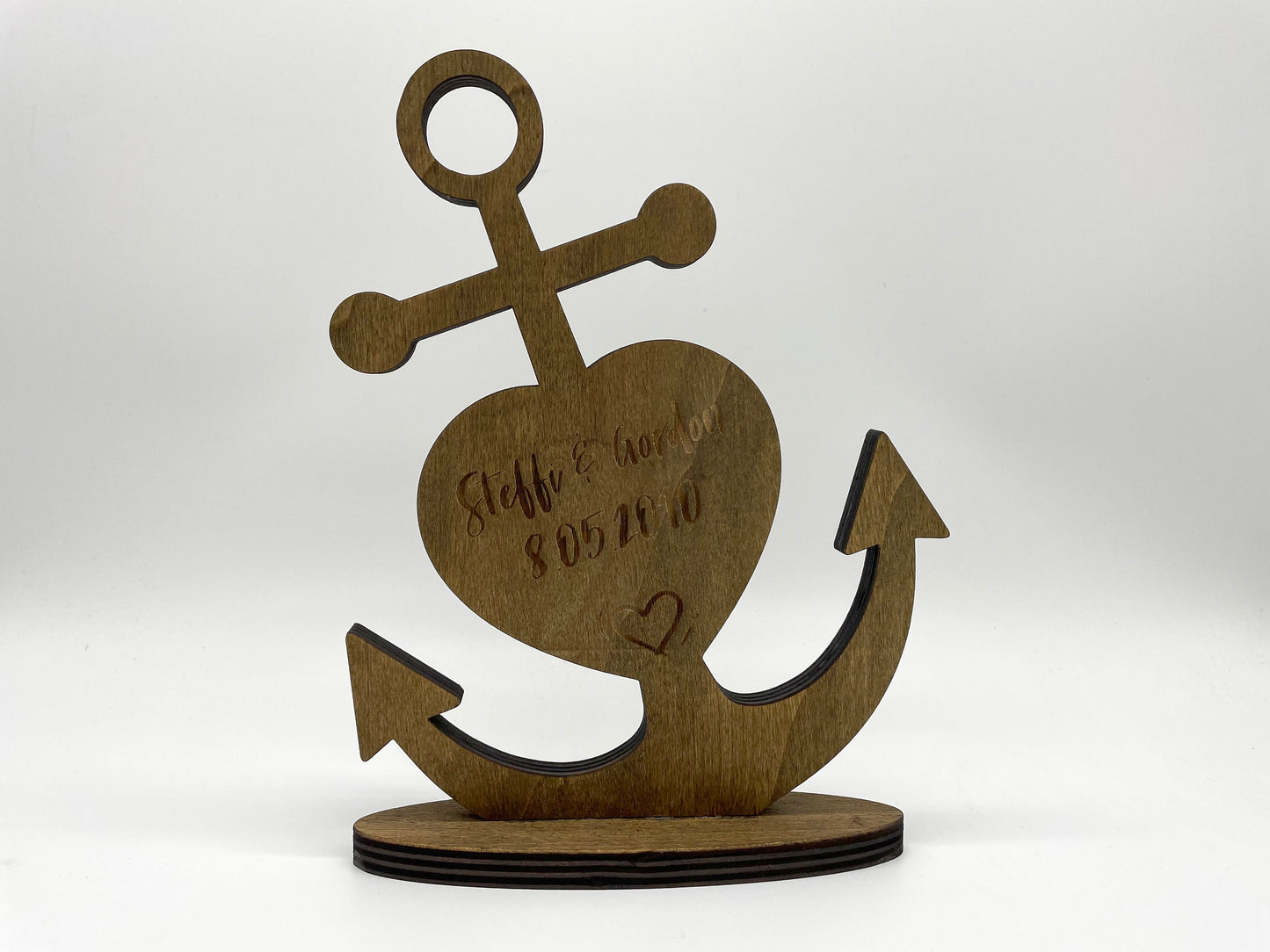 Anker personalisiert aus Holz mit Kordel | Valentinstag | Hochzeit | Jahrestag | Geschenkidee