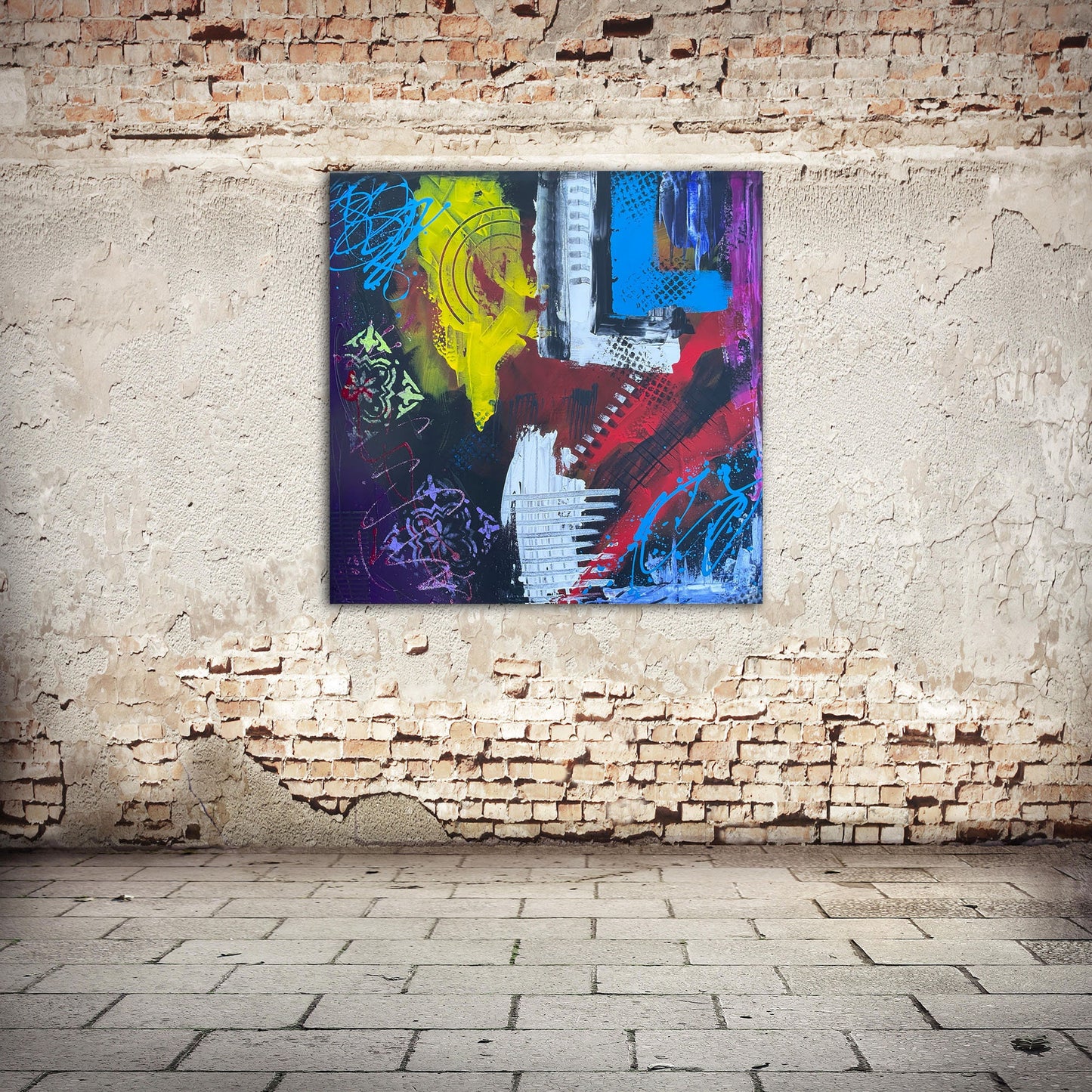 Abstraktes Gemälde aus Acryl handgemalt auf Leinwand 80x80 cm | modernes, individuelles Geschenk | Unikat