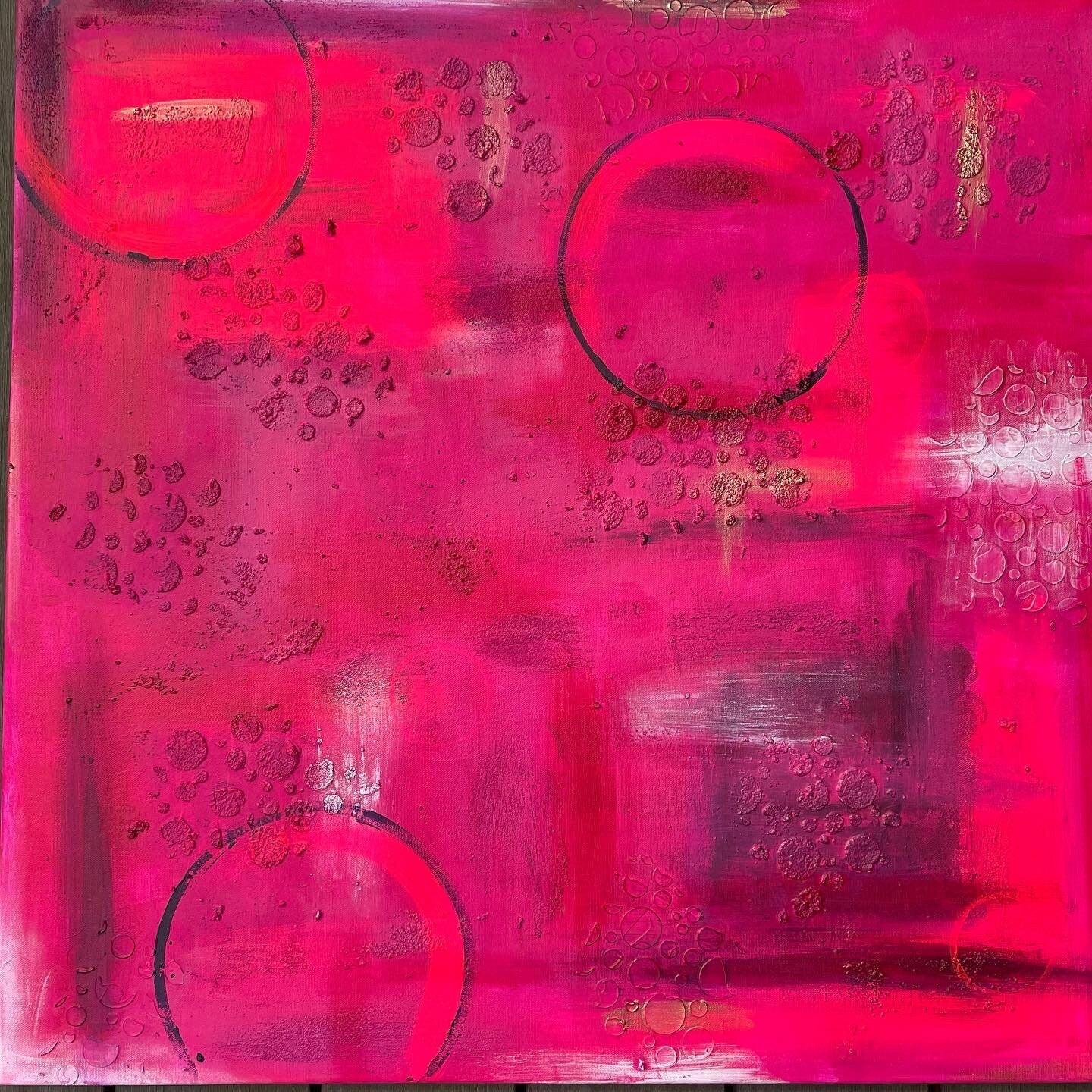 Abstraktes Gemälde aus Acryl handgemalt auf Leinwand pink & gold 80x80 cm | modernes, individuelles Geschenk | Unikat