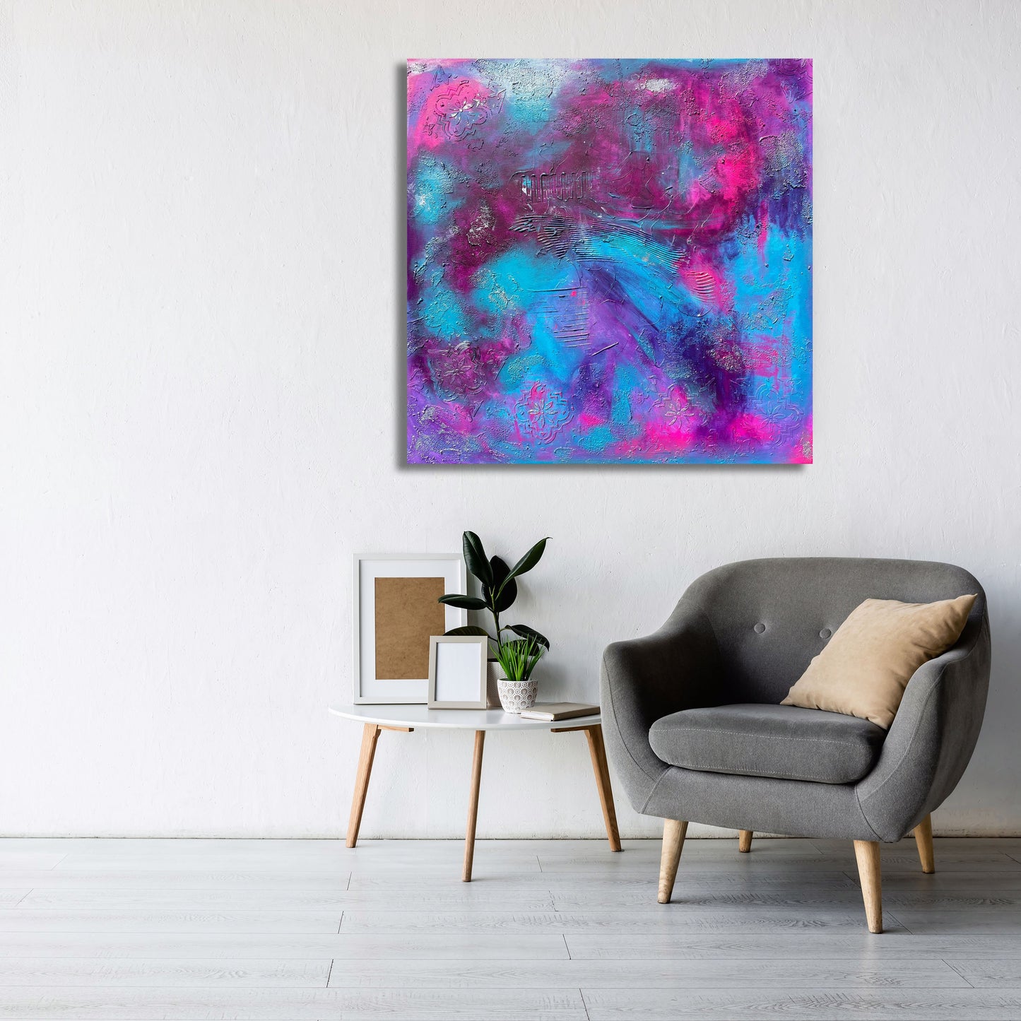 Abstraktes Gemälde aus Acryl handgemalt auf Leinwand 80x80 cm | modernes, individuelles Geschenk | Unikat