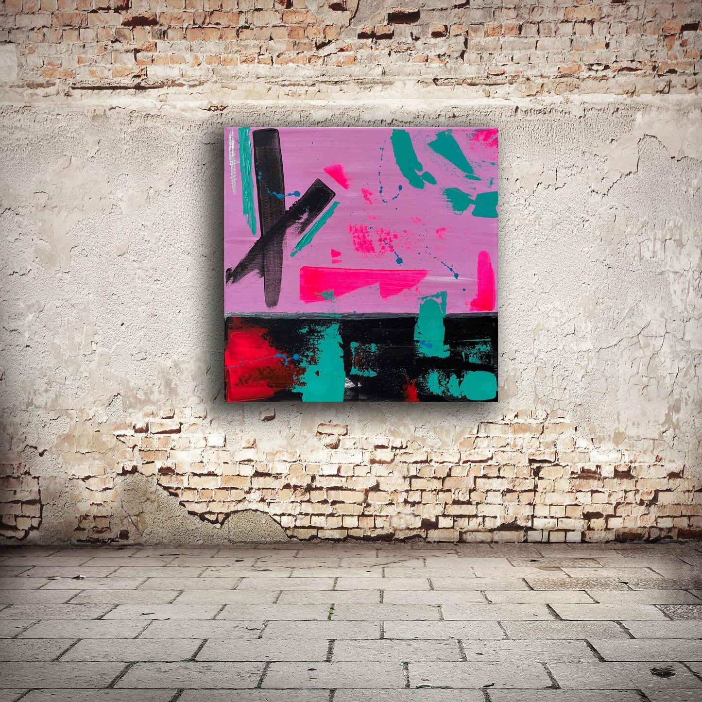 Abstraktes Gemälde aus Acryl handgemalt auf Leinwand 40x40 cm | modernes, individuelles Geschenk | Unikat