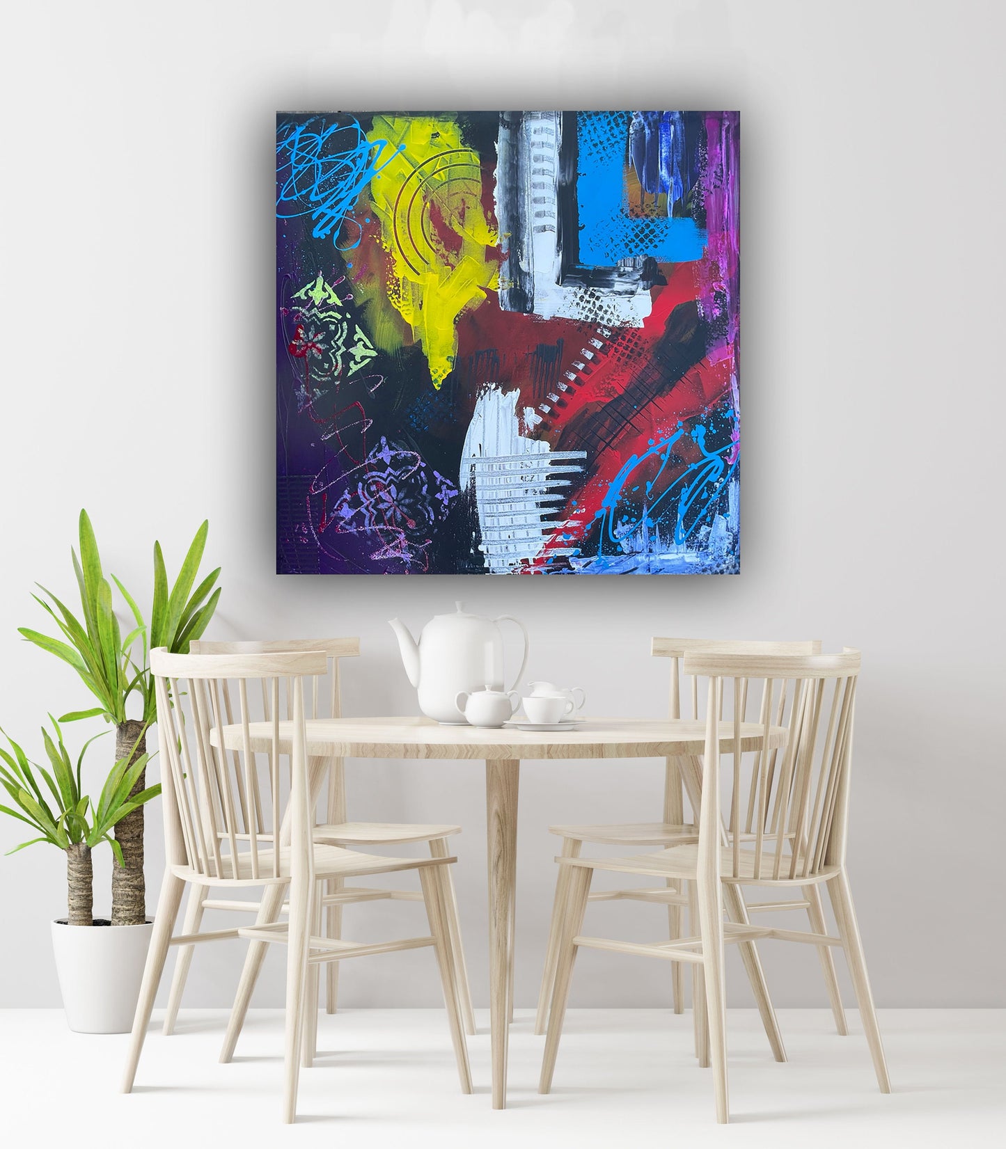 Abstraktes Gemälde aus Acryl handgemalt auf Leinwand 80x80 cm | modernes, individuelles Geschenk | Unikat