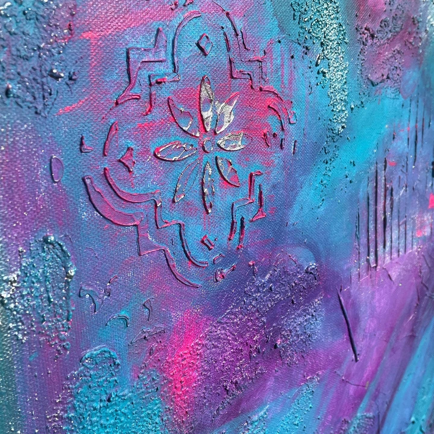 Abstraktes Gemälde aus Acryl handgemalt auf Leinwand 80x80 cm | modernes, individuelles Geschenk | Unikat