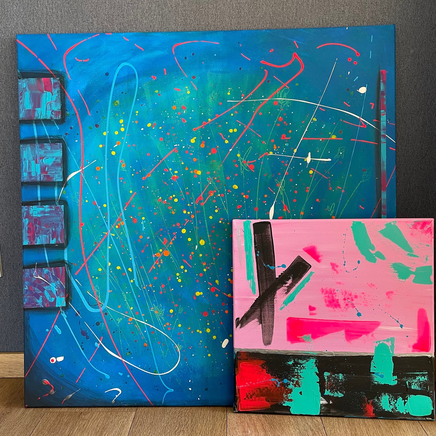 Abstraktes Gemälde aus Acryl handgemalt auf Leinwand 40x40 cm | modernes, individuelles Geschenk | Unikat