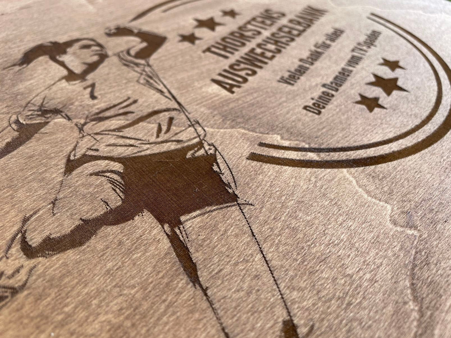 Personalisiertes Handball-Geschenk Bierkastensitz mit Gravur Individuelle Holz-Bierbank Sportler Mannschaftsgeschenk & Jubiläumsidee Holz