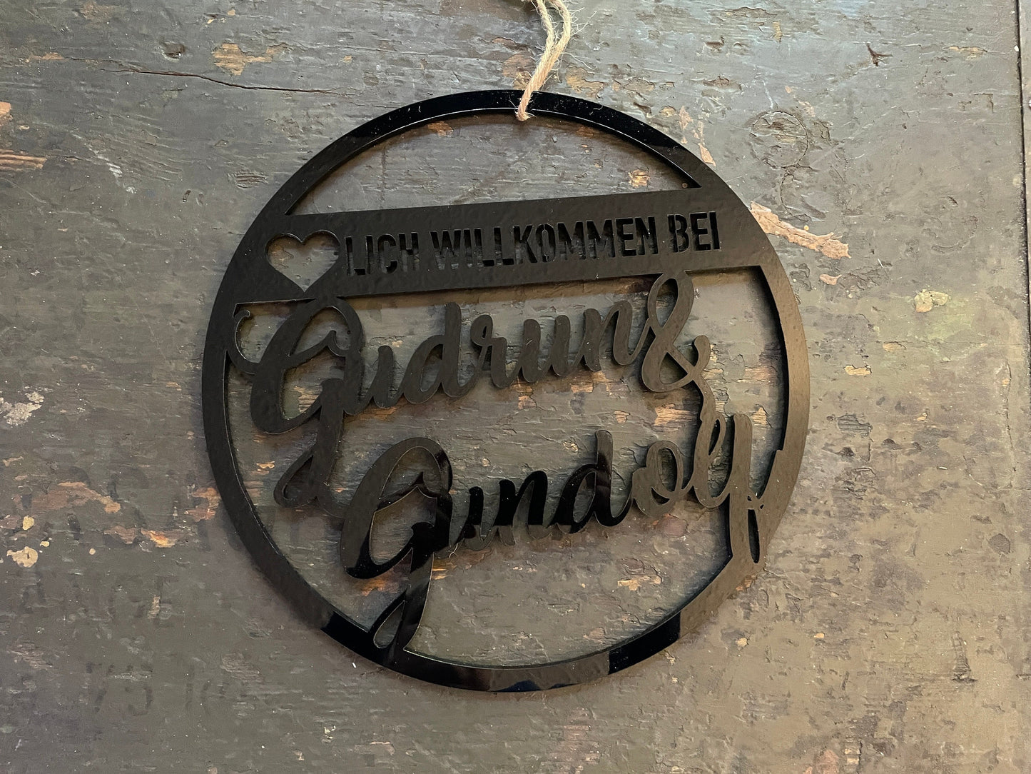 Türkranz aus Acryl, WETTERFEST, Fensterkranz, Familienschild, Familienname, rundes Türschild, personalisiert