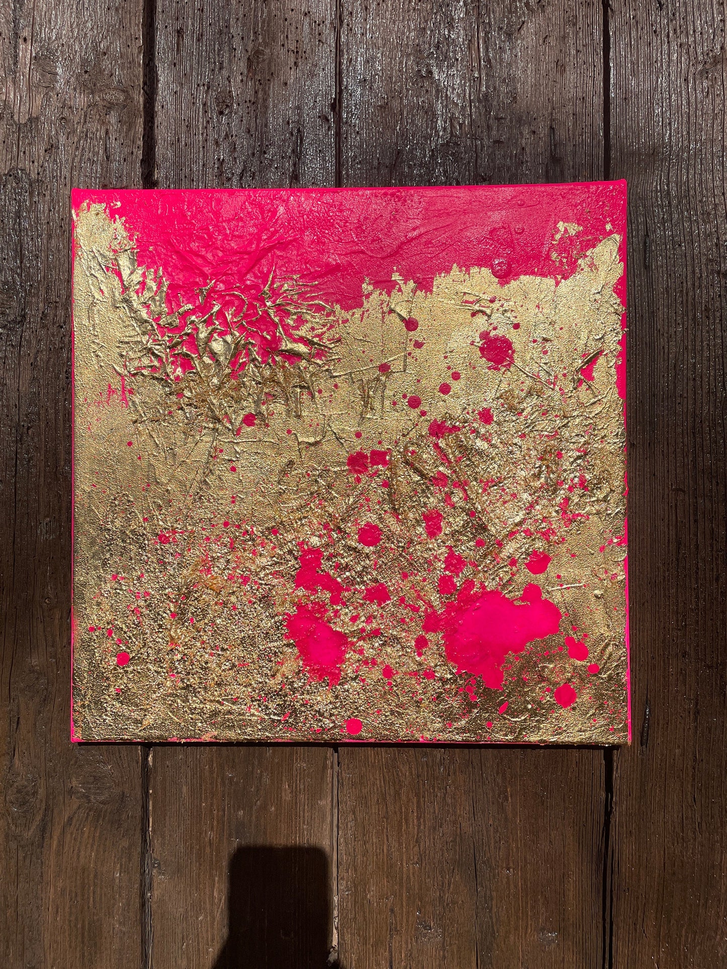 Abstraktes Acryl-Gemälde | handgemalt auf Leinwand mit Blattgold 40x40 cm | modernes, individuelles Geschenk | Unikat