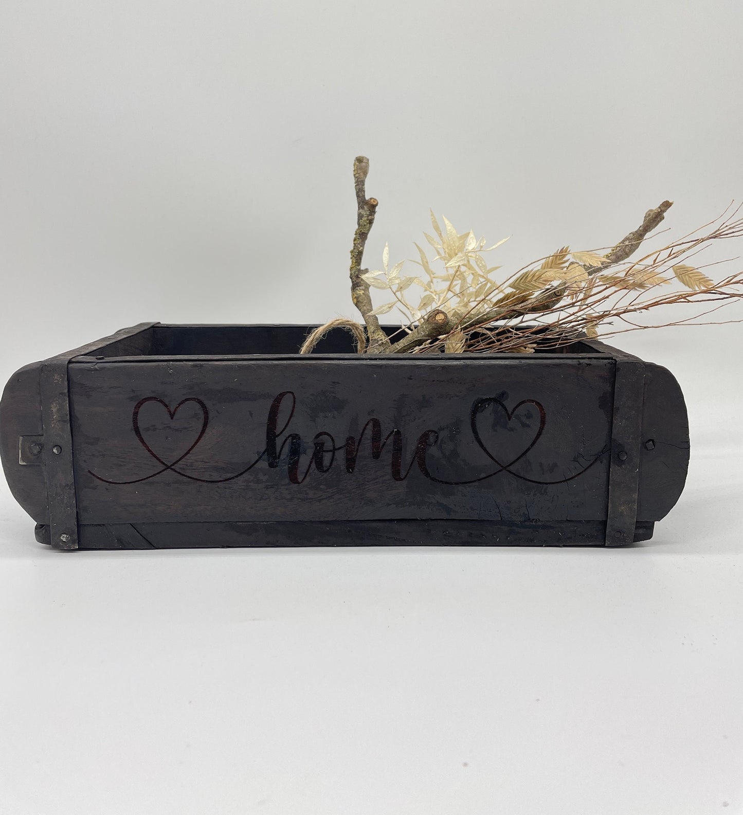 Ziegelform HOME, Aufbewahrung, Holz Vintage personalisierbar, rustikale Deko aus Altholz