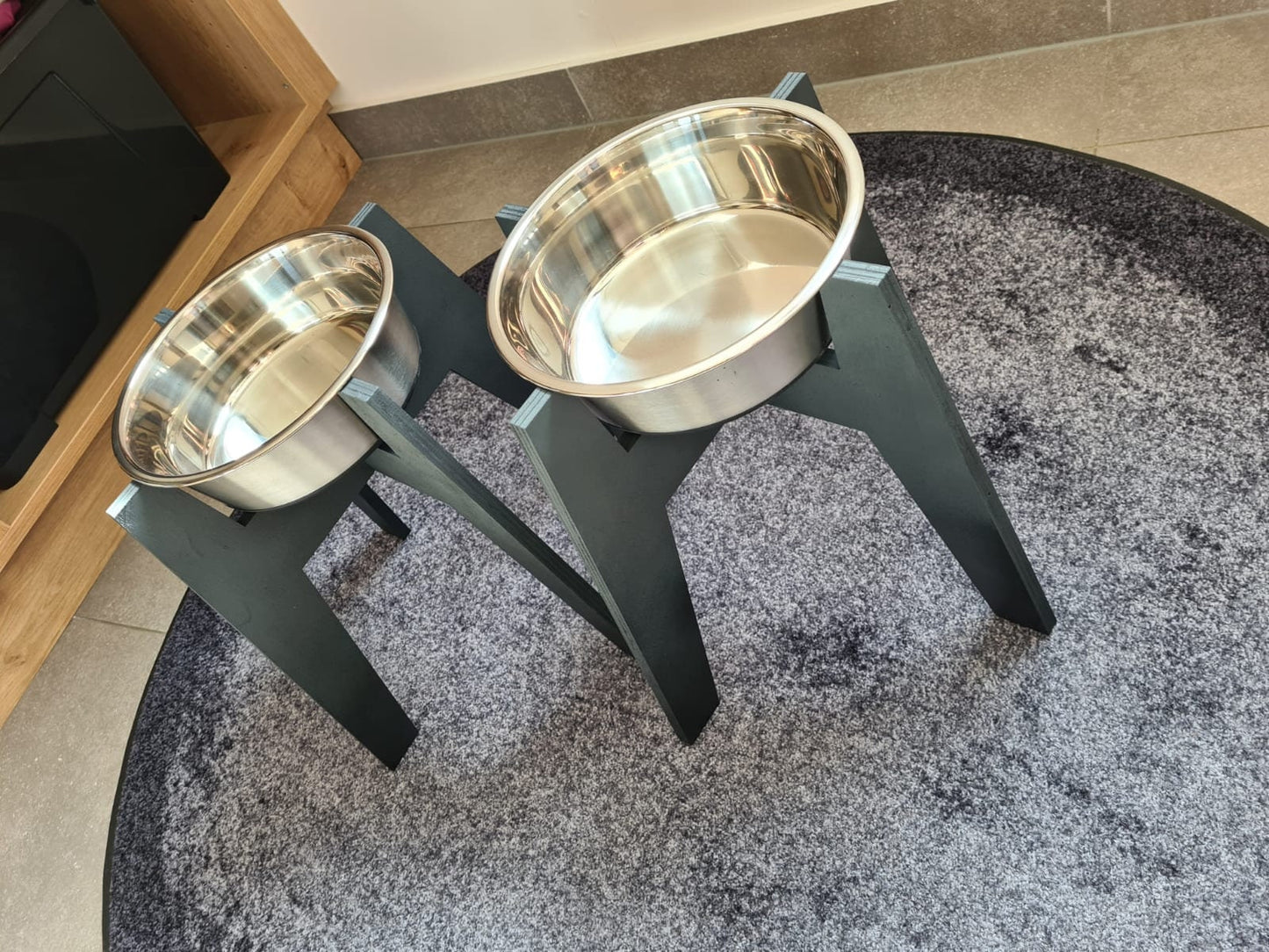 Erhöhter Hundenapf Holz Höhenverstellbare Futterstation Hunde Ergonomisch & Rutschfest Gesunder Futternapf große Hunde und Gelenkproblemen