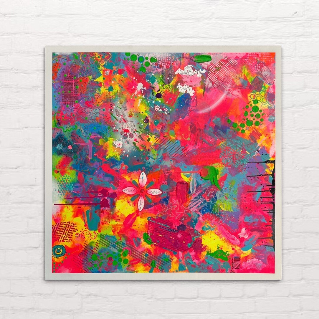 Abstraktes Acryl-Gemälde | handgemalt auf Leinwand 100x100 cm | modernes, individuelles Geschenk | Unikat