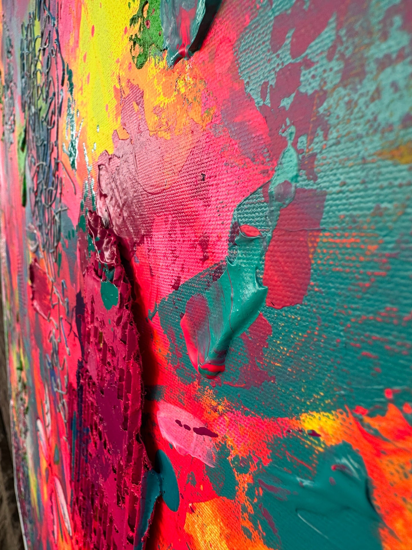 Abstraktes Acryl-Gemälde | handgemalt auf Leinwand 100x100 cm | modernes, individuelles Geschenk | Unikat