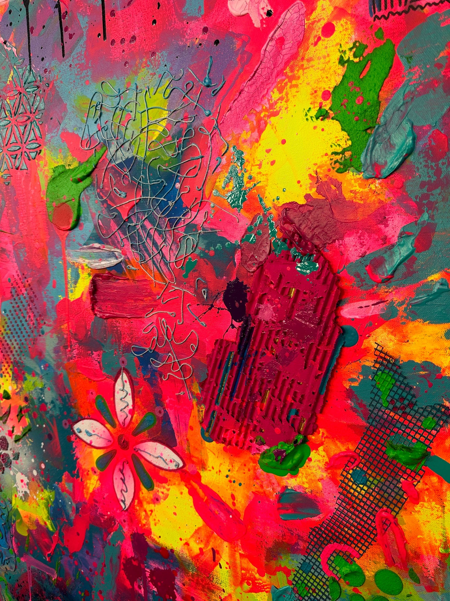 Abstraktes Acryl-Gemälde | handgemalt auf Leinwand 100x100 cm | modernes, individuelles Geschenk | Unikat