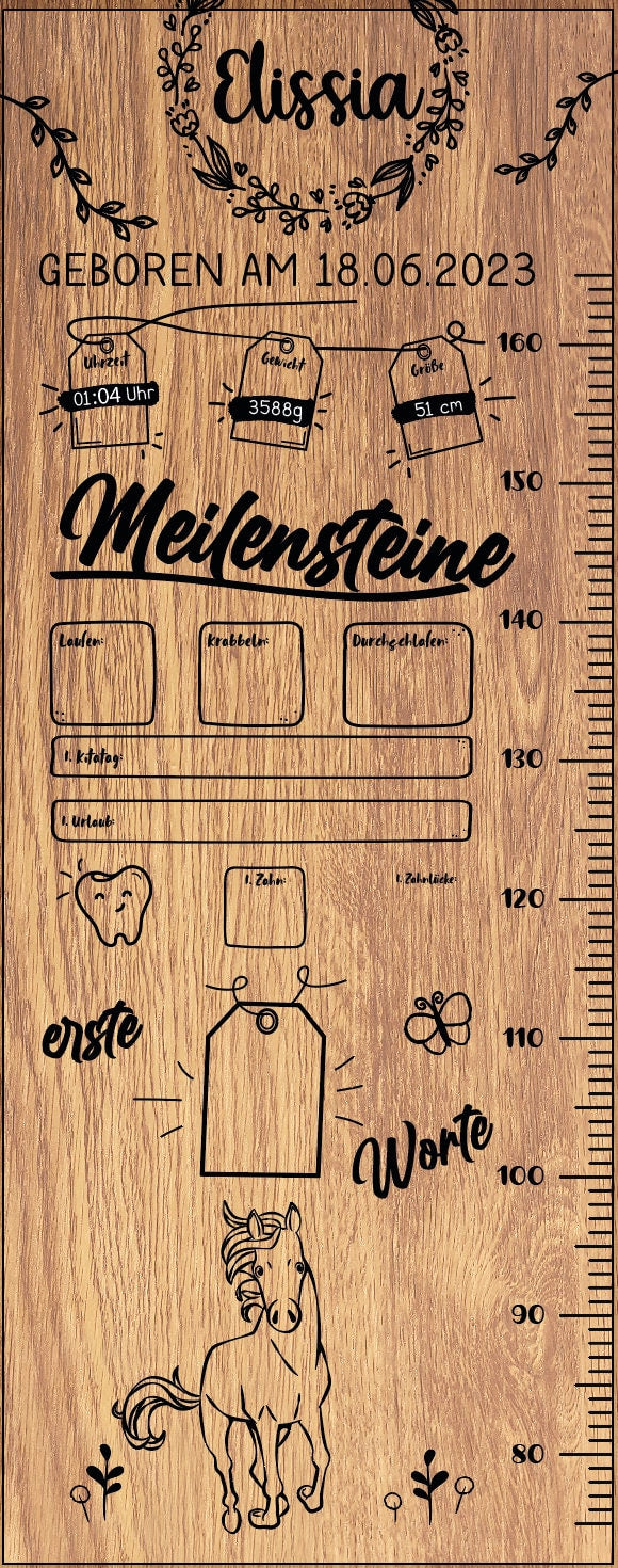 personalisierte Messlatte für Kinder | Kinderzimmer | Meilensteintafel | Kindermesslatte | Geburtsgeschenk | Taufe