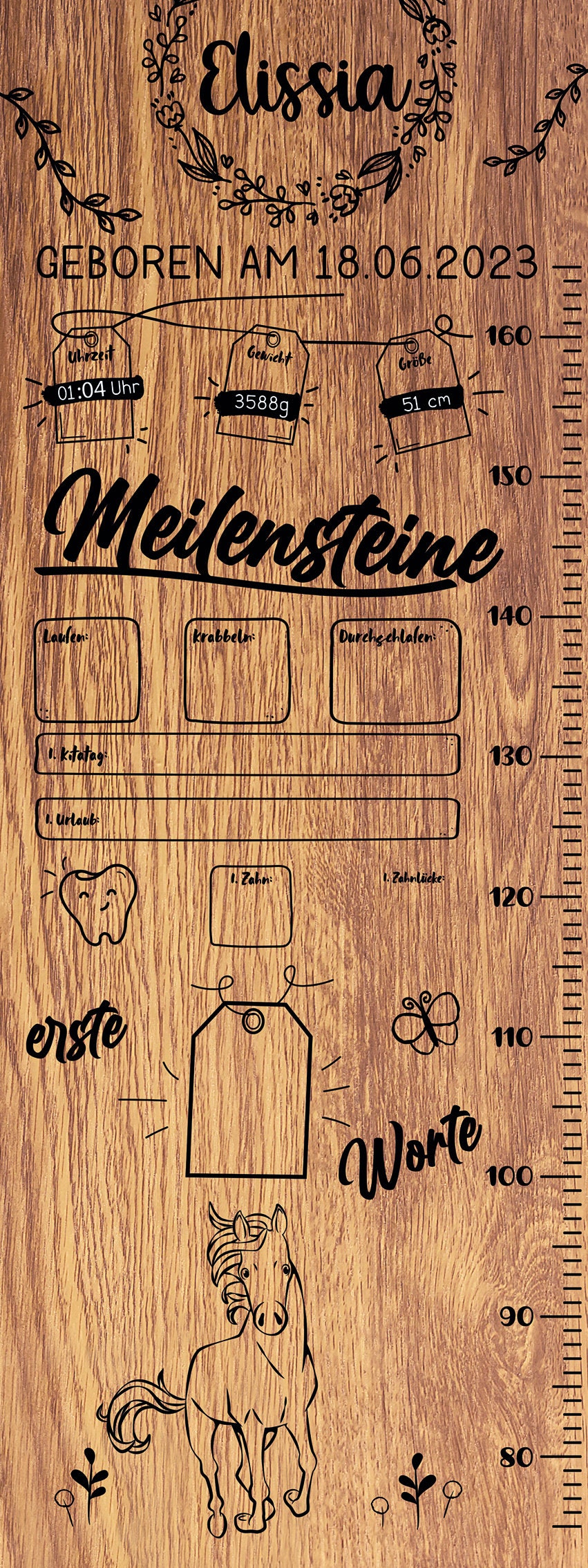 personalisierte Messlatte für Kinder | Kinderzimmer | Meilensteintafel | Kindermesslatte | Geburtsgeschenk | Taufe