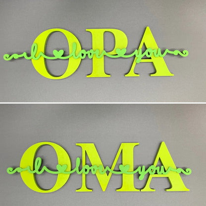 Geschenk für Oma | Opa | Mama | Papa | Muttertag | Vatertag | 3D Schriftzug | 3D Wandtattoo | Holzschriftzug