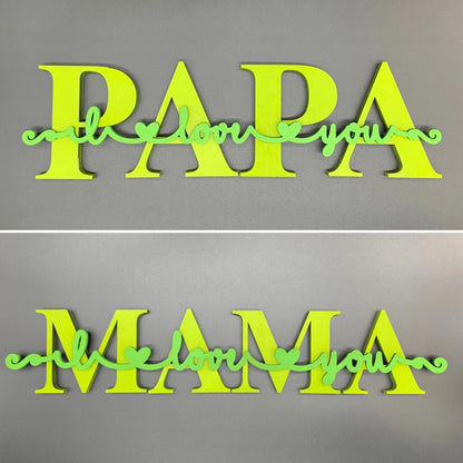 Geschenk für Oma | Opa | Mama | Papa | Muttertag | Vatertag | 3D Schriftzug | 3D Wandtattoo | Holzschriftzug