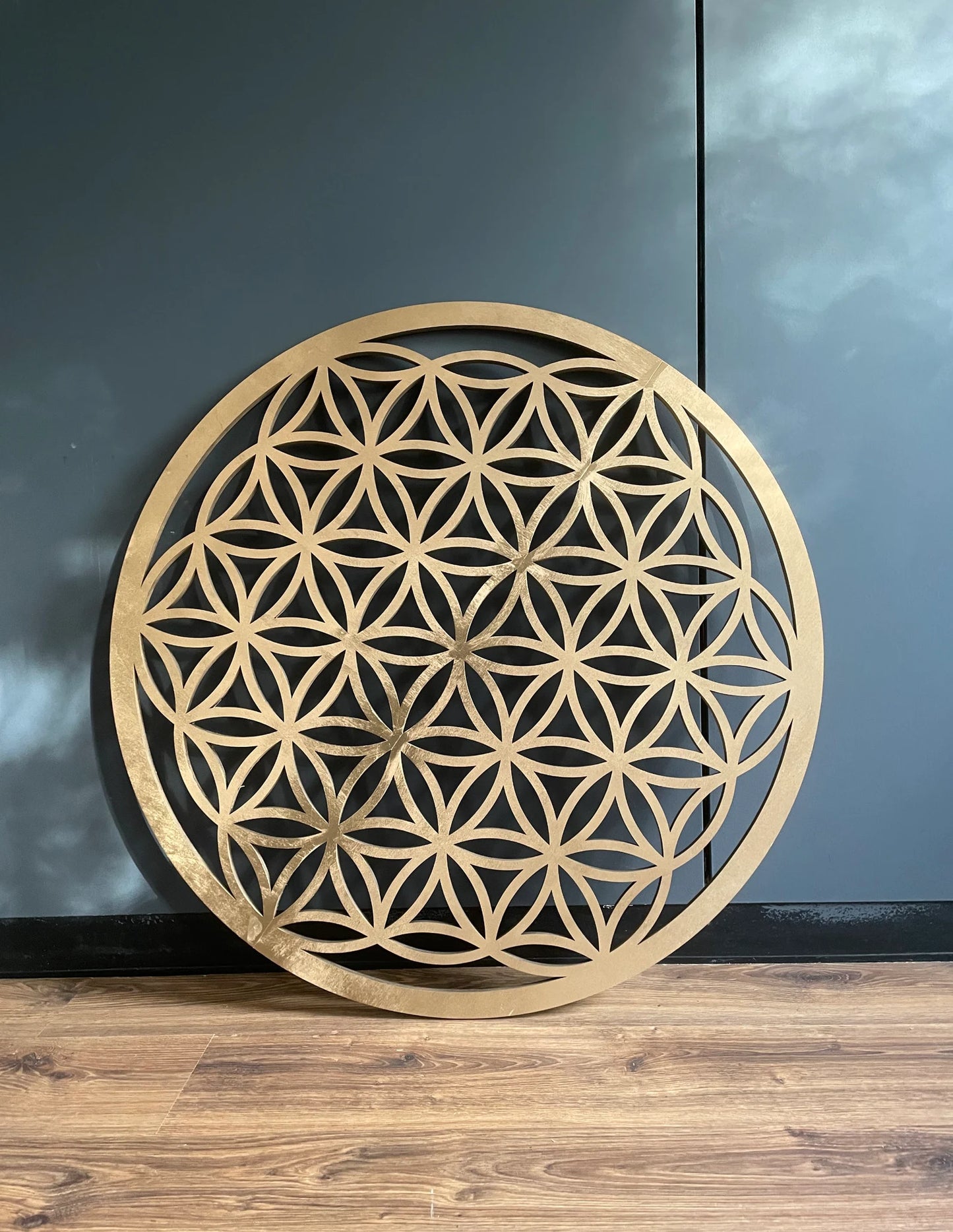 Blume des Lebens Holzdekoration Symbol aus Holz Spirituelle Wandkunst für Yoga Meditation & Wohnzimmer Naturholz Deko mit Heiliger Geometrie