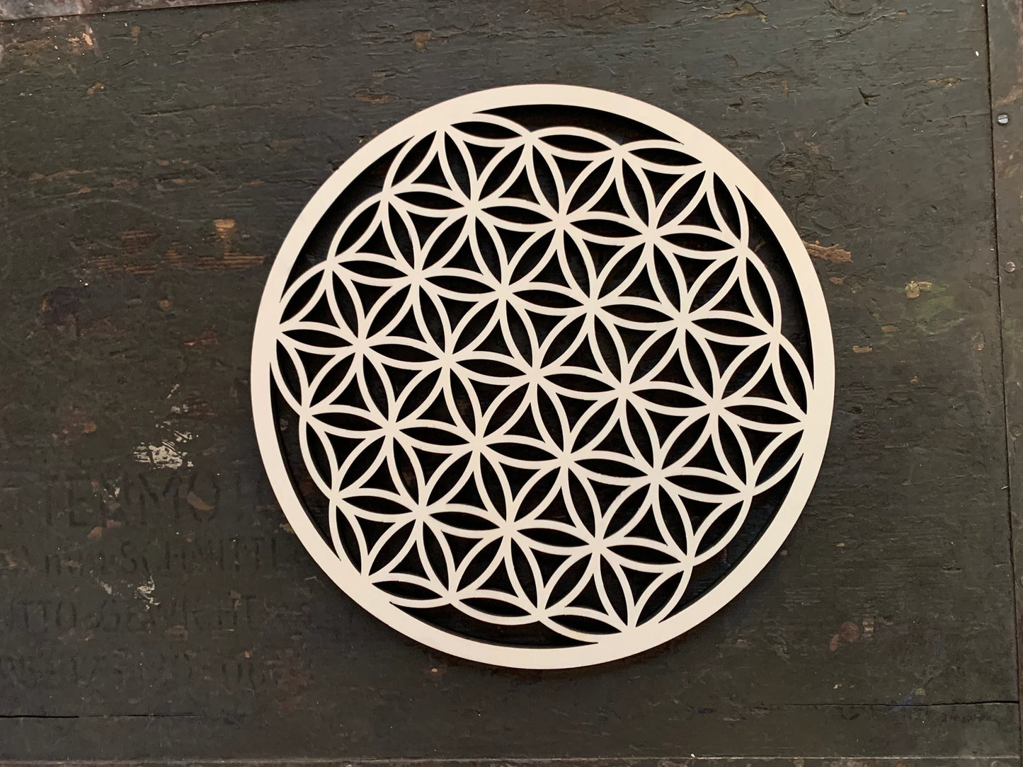 Blume des Lebens Holzdekoration Symbol aus Holz Spirituelle Wandkunst für Yoga Meditation & Wohnzimmer Naturholz Deko mit Heiliger Geometrie