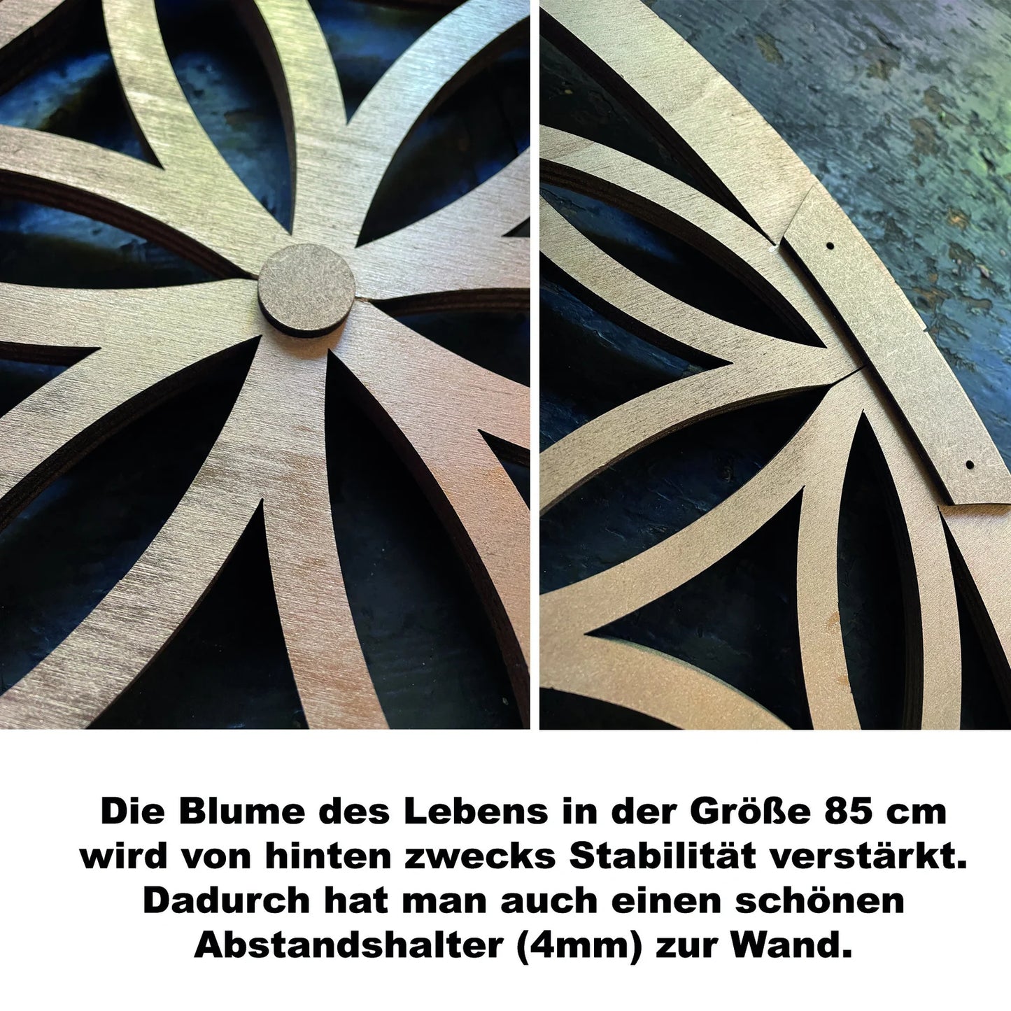 Blume des Lebens Holzdekoration Symbol aus Holz Spirituelle Wandkunst für Yoga Meditation & Wohnzimmer Naturholz Deko mit Heiliger Geometrie