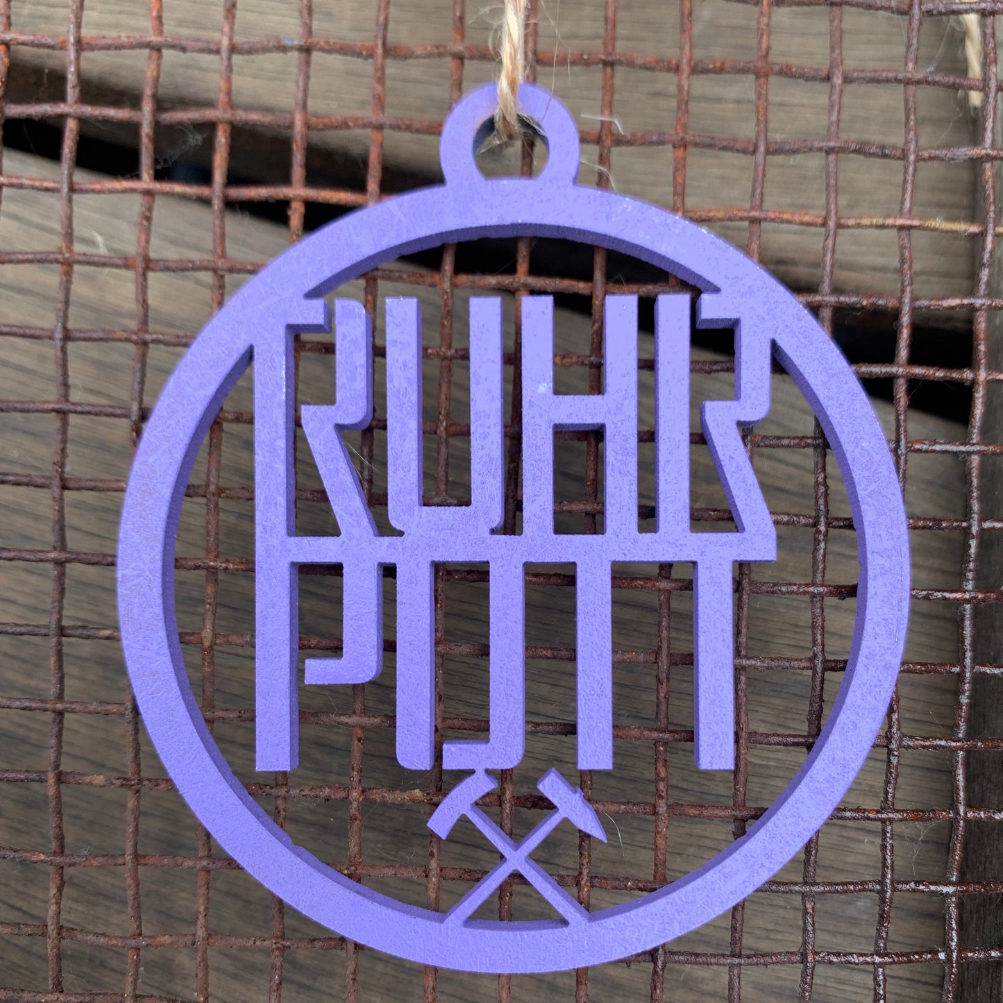 RUHRPOTT mit Schlägel & Eisen | Deko Anhänger | Geschenkanhänger | rund | Weihnachtsbaumanhänger | Weihnachtsbaumkugel