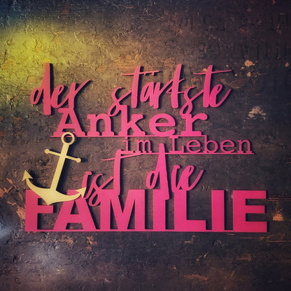 Familienschild | Der stärkste Anker im Leben ist die Familie | Wanddeko | Holzschild | Deko | 3D Wandtattoo | Wandbild