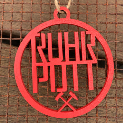 RUHRPOTT mit Schlägel & Eisen | Deko Anhänger | Geschenkanhänger | rund | Weihnachtsbaumanhänger | Weihnachtsbaumkugel